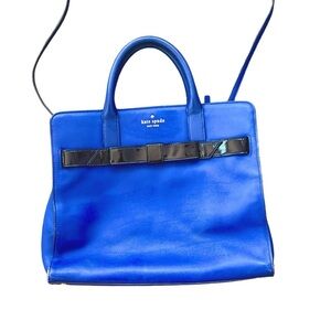 Kate Spade Rosa Mount Ivy Cobalt Blue-Black Bow SatchelPatent leather